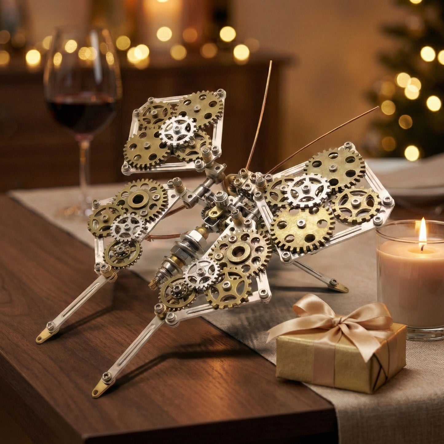 DIY Steampunk Metal Butterfly Puzzle Kit Mechanical Model Building Set Stainless Steel Brass Components Desk Art Sculpture