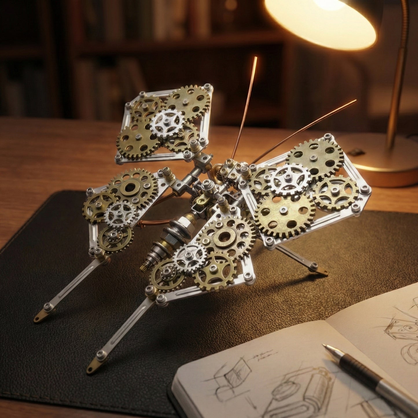 DIY Steampunk Metal Butterfly Puzzle Kit Mechanical Model Building Set Stainless Steel Brass Components Desk Art Sculpture