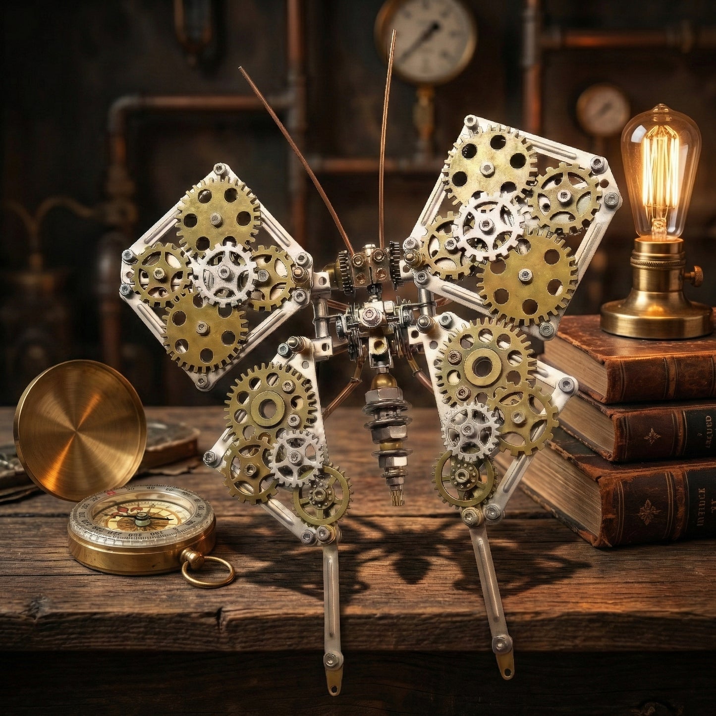DIY Steampunk Metal Butterfly Puzzle Kit Mechanical Model Building Set Stainless Steel Brass Components Desk Art Sculpture