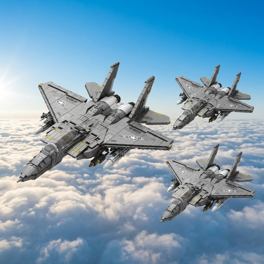 DIY F15E Strike Eagle Fighter Jet Building Block Model Military Aircraft Toy Set Technic Compatible Air Force Jet 1818 Pcs