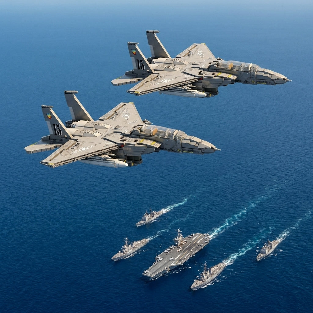 DIY F15E Strike Eagle Fighter Jet Building Block Model Military Aircraft Toy Set Technic Compatible Air Force Jet 1818 Pcs