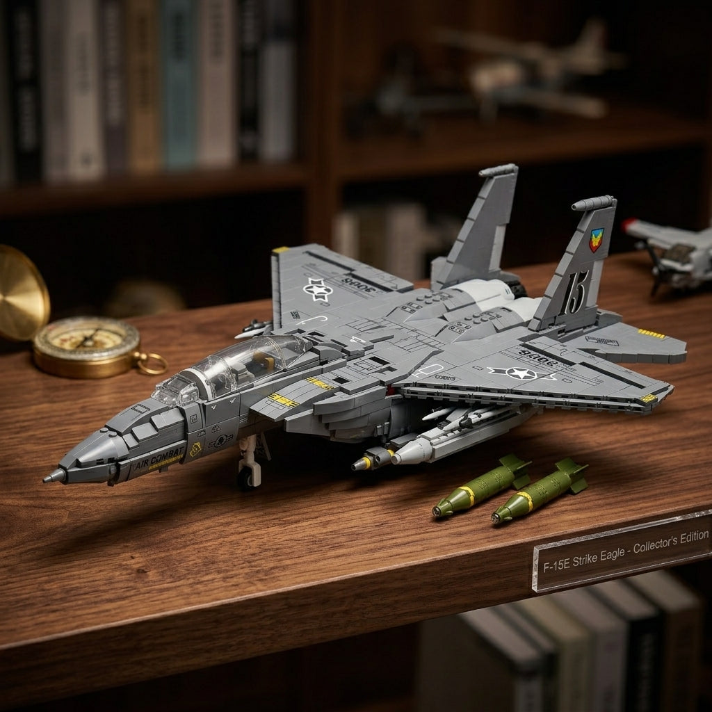 DIY F15E Strike Eagle Fighter Jet Building Block Model Military Aircraft Toy Set Technic Compatible Air Force Jet 1818 Pcs