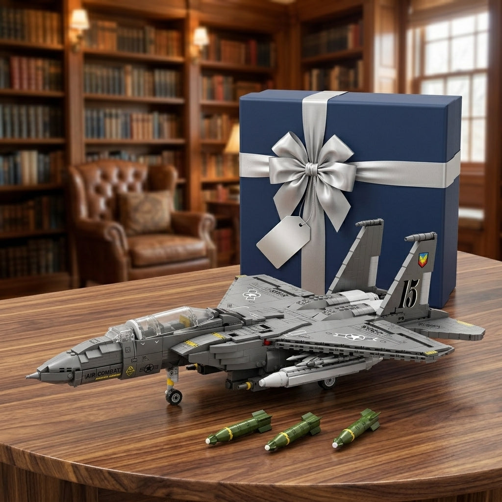 DIY F15E Strike Eagle Fighter Jet Building Block Model Military Aircraft Toy Set Technic Compatible Air Force Jet 1818 Pcs