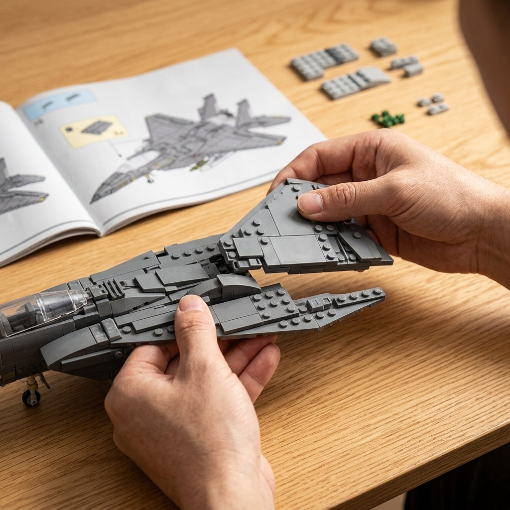 DIY F15E Strike Eagle Fighter Jet Building Block Model Military Aircraft Toy Set Technic Compatible Air Force Jet 1818 Pcs