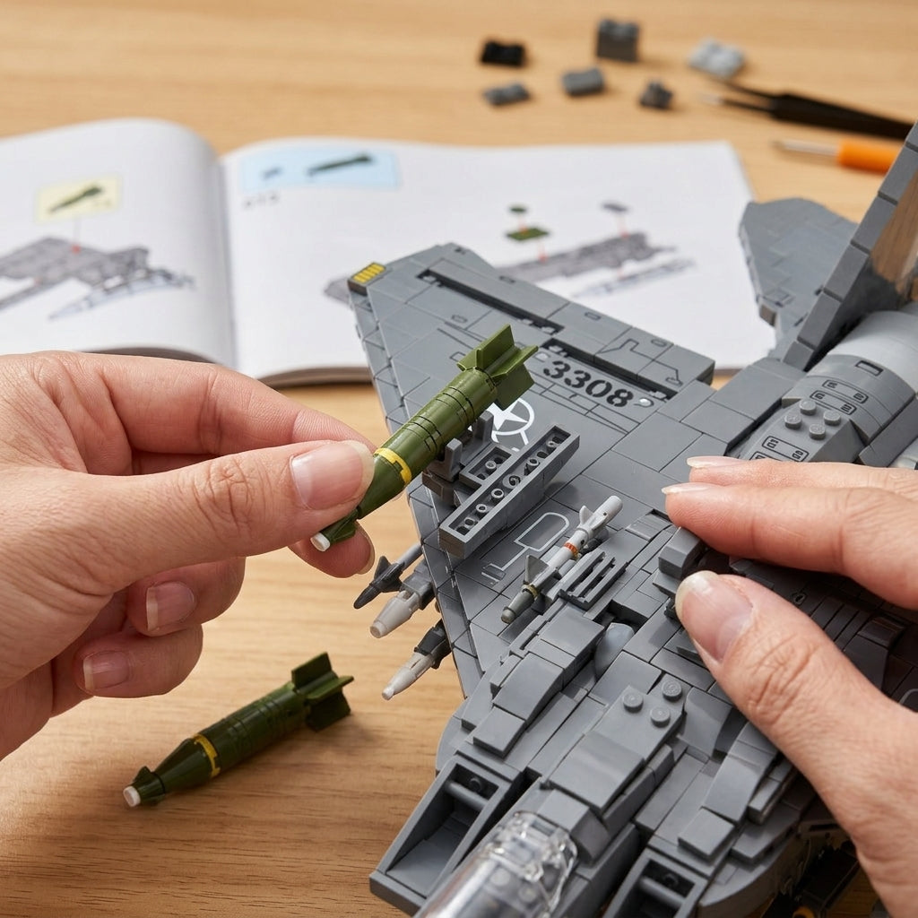 DIY F15E Strike Eagle Fighter Jet Building Block Model Military Aircraft Toy Set Technic Compatible Air Force Jet 1818 Pcs