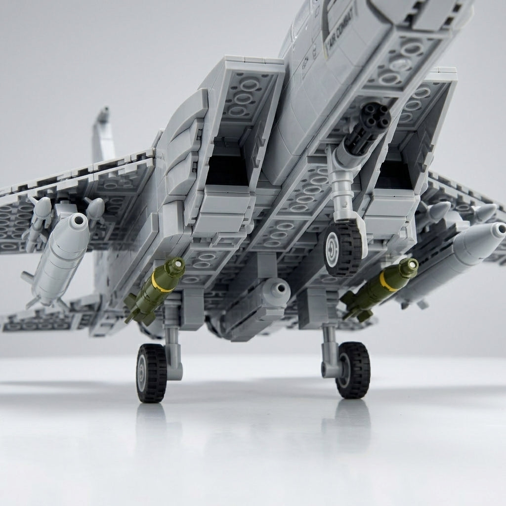 DIY F15E Strike Eagle Fighter Jet Building Block Model Military Aircraft Toy Set Technic Compatible Air Force Jet 1818 Pcs