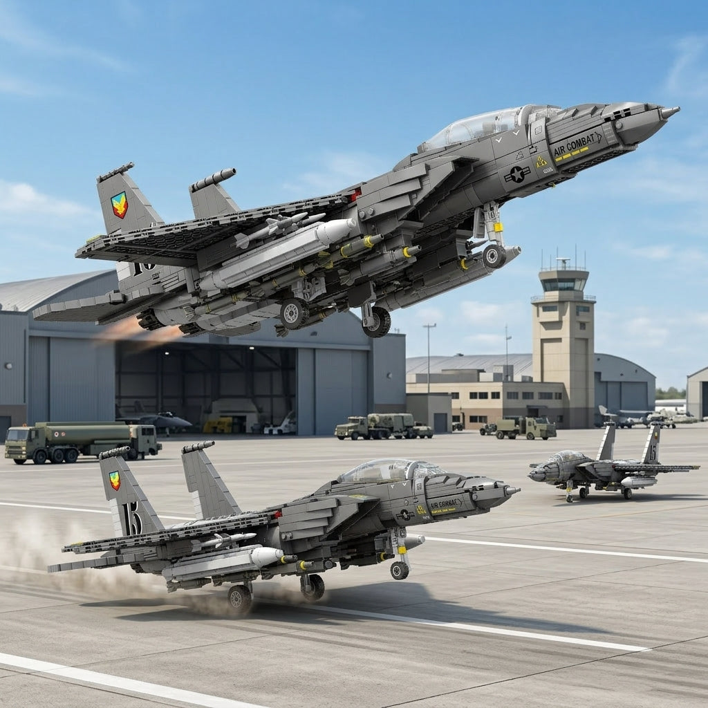 DIY F15E Strike Eagle Fighter Jet Building Block Model Military Aircraft Toy Set Technic Compatible Air Force Jet 1818 Pcs