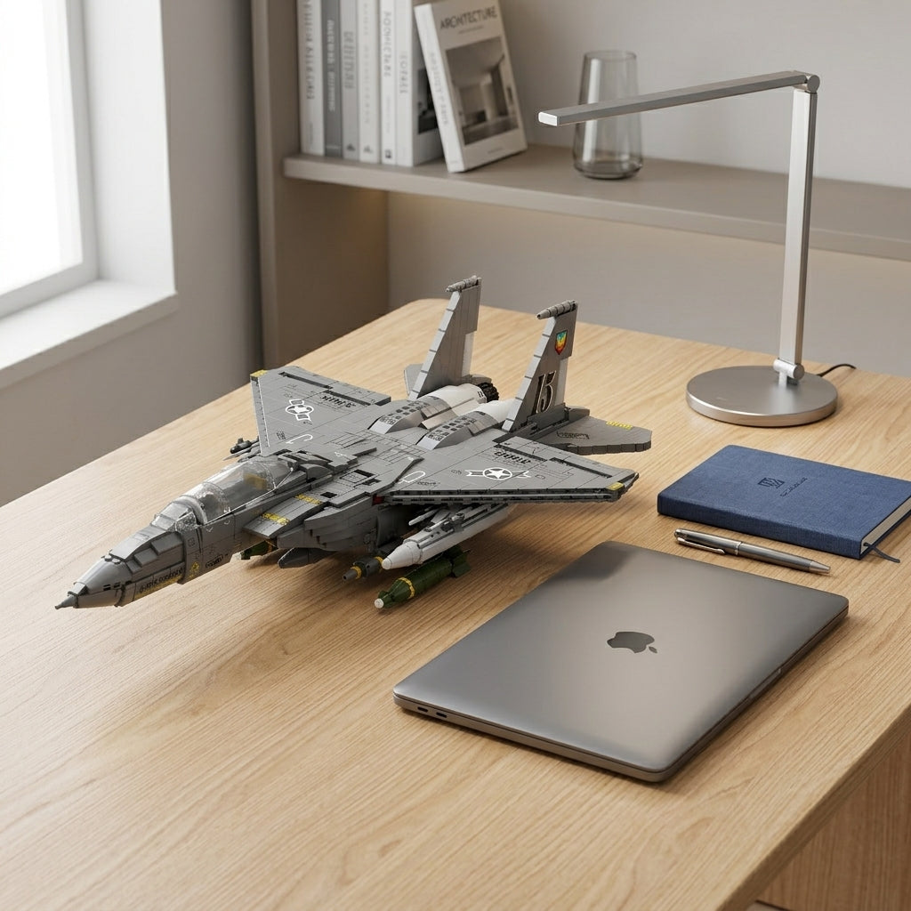 DIY F15E Strike Eagle Fighter Jet Building Block Model Military Aircraft Toy Set Technic Compatible Air Force Jet 1818 Pcs
