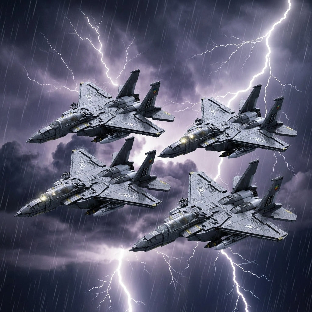 DIY F15E Strike Eagle Fighter Jet Building Block Model Military Aircraft Toy Set Technic Compatible Air Force Jet 1818 Pcs