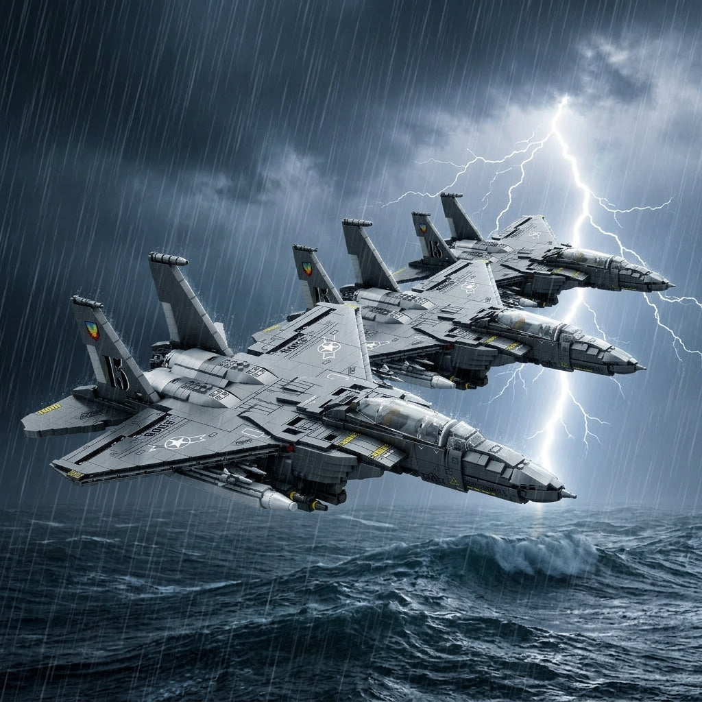 DIY F15E Strike Eagle Fighter Jet Building Block Model Military Aircraft Toy Set Technic Compatible Air Force Jet 1818 Pcs