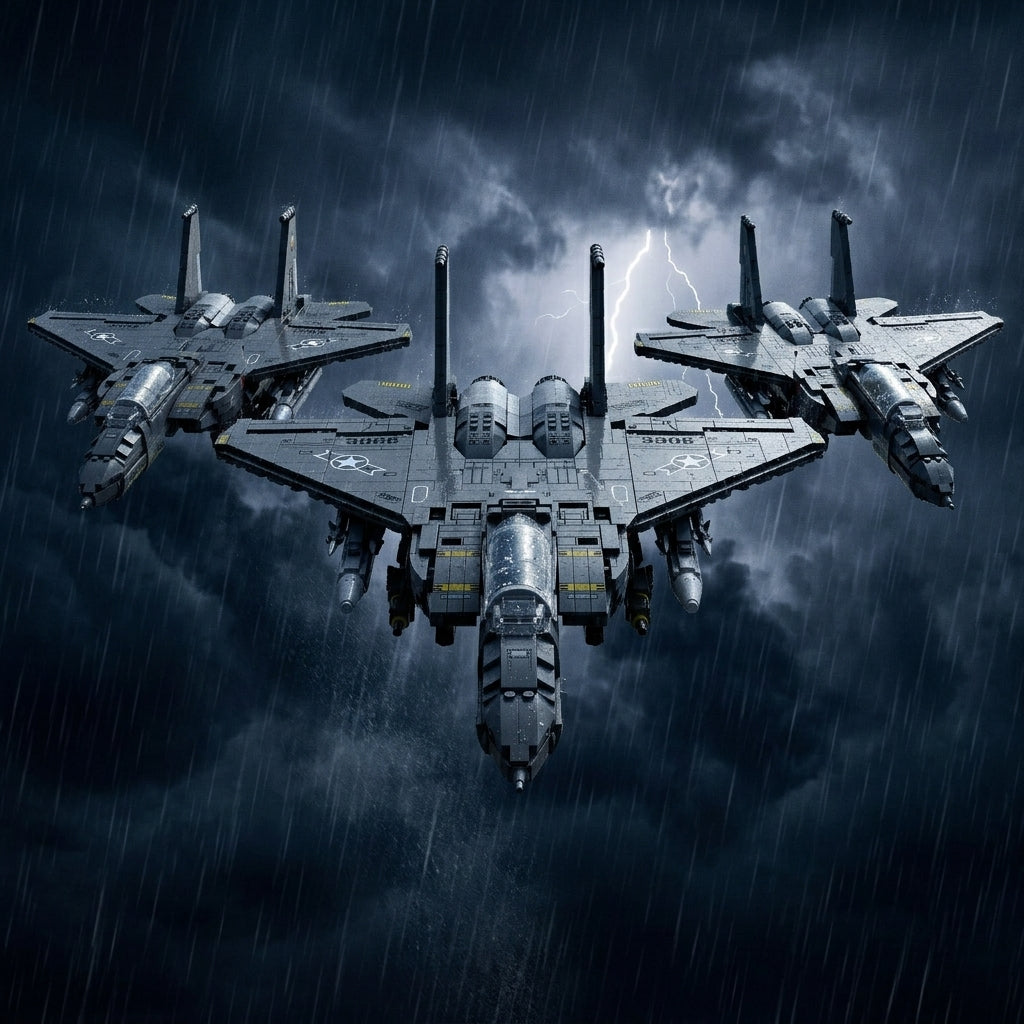 DIY F15E Strike Eagle Fighter Jet Building Block Model Military Aircraft Toy Set Technic Compatible Air Force Jet 1818 Pcs