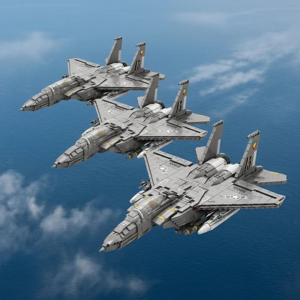 DIY F15E Strike Eagle Fighter Jet Building Block Model Military Aircraft Toy Set Technic Compatible Air Force Jet 1818 Pcs