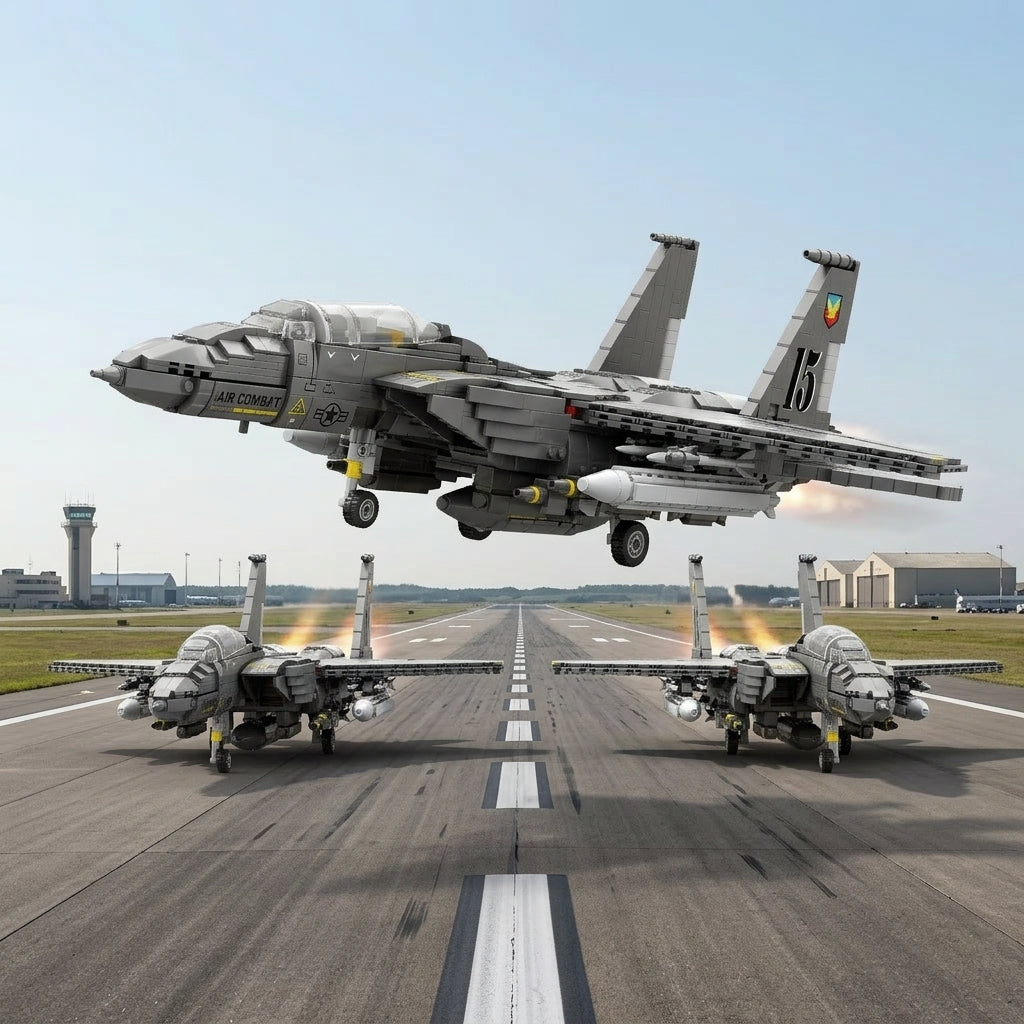 DIY F15E Strike Eagle Fighter Jet Building Block Model Military Aircraft Toy Set Technic Compatible Air Force Jet 1818 Pcs