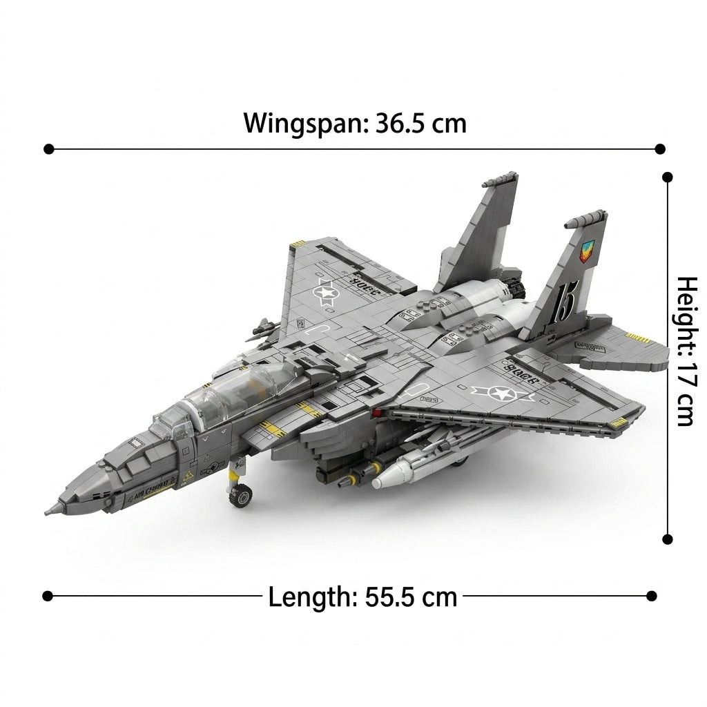 DIY F15E Strike Eagle Fighter Jet Building Block Model Military Aircraft Toy Set Technic Compatible Air Force Jet 1818 Pcs