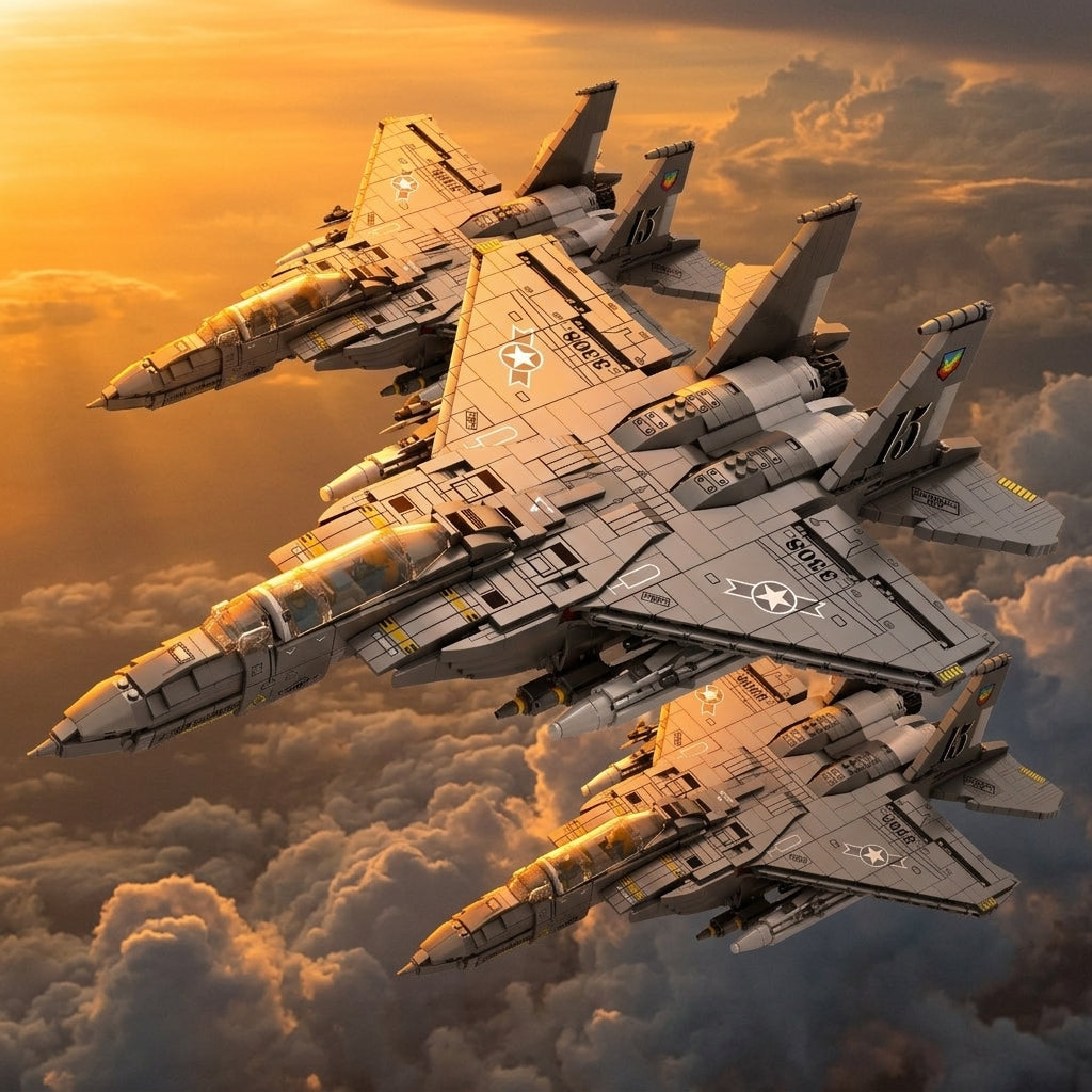 DIY F15E Strike Eagle Fighter Jet Building Block Model Military Aircraft Toy Set Technic Compatible Air Force Jet 1818 Pcs