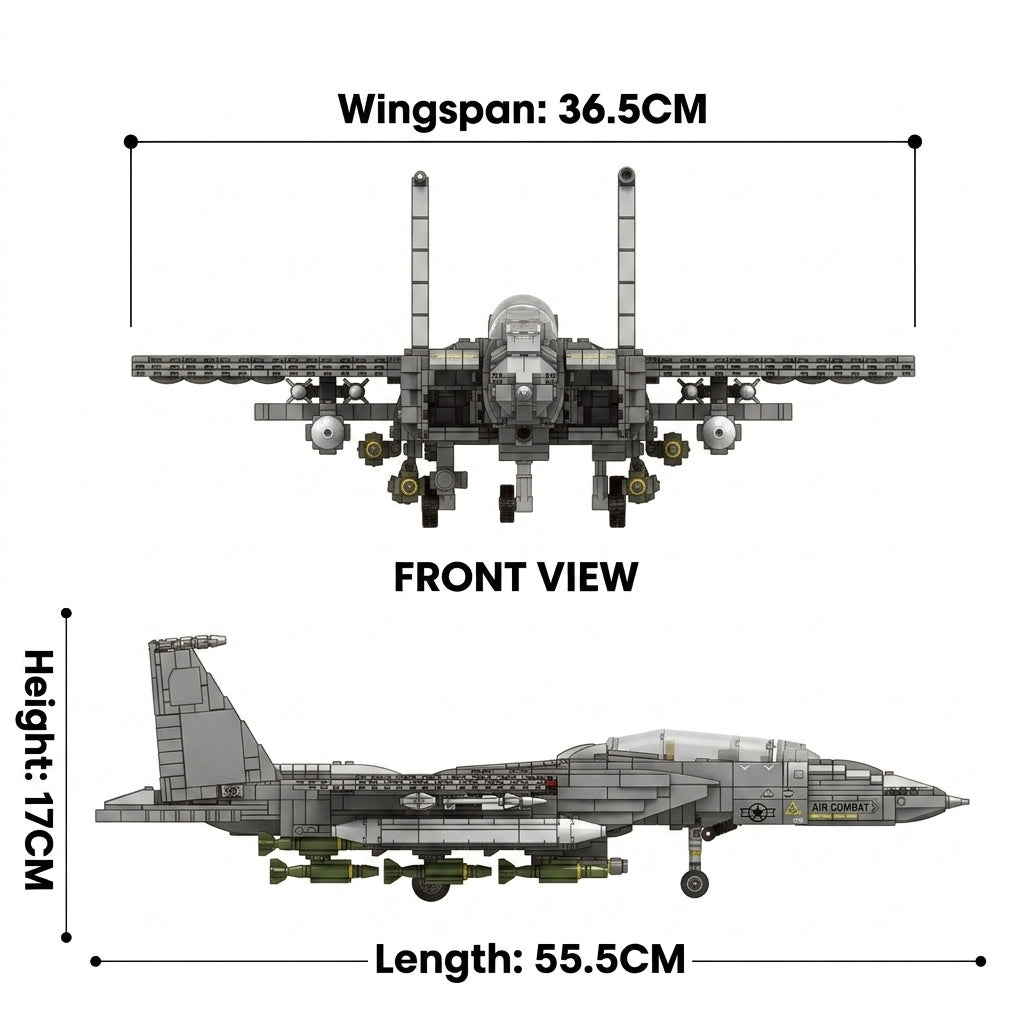 DIY F15E Strike Eagle Fighter Jet Building Block Model Military Aircraft Toy Set Technic Compatible Air Force Jet 1818 Pcs