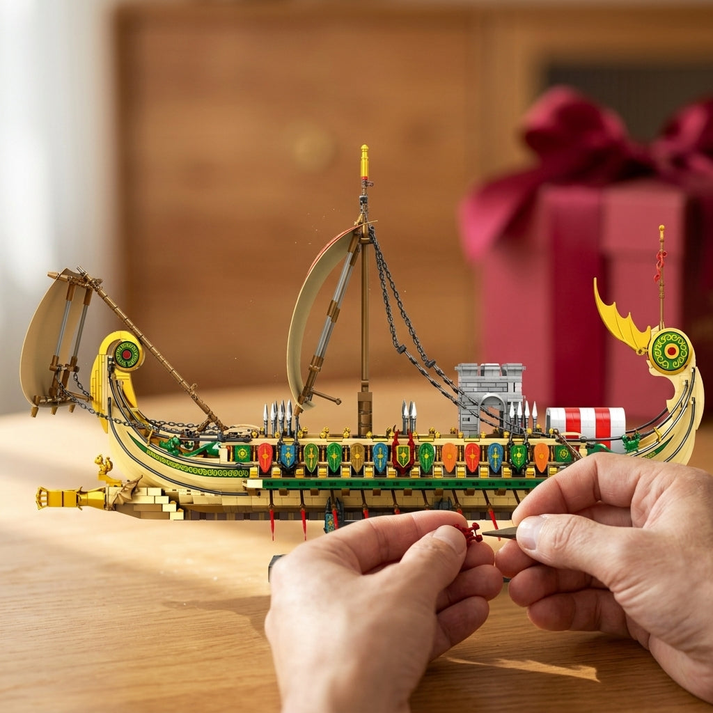 DIY Greek Warship Building Block Kit - 2982 Pcs Model Ship