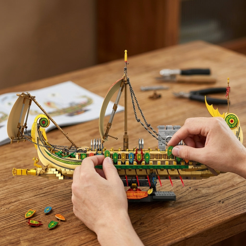 DIY Greek Warship Building Block Kit - 2982 Pcs Model Ship