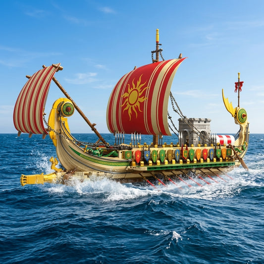 DIY Greek Warship Building Block Kit - 2982 Pcs Model Ship