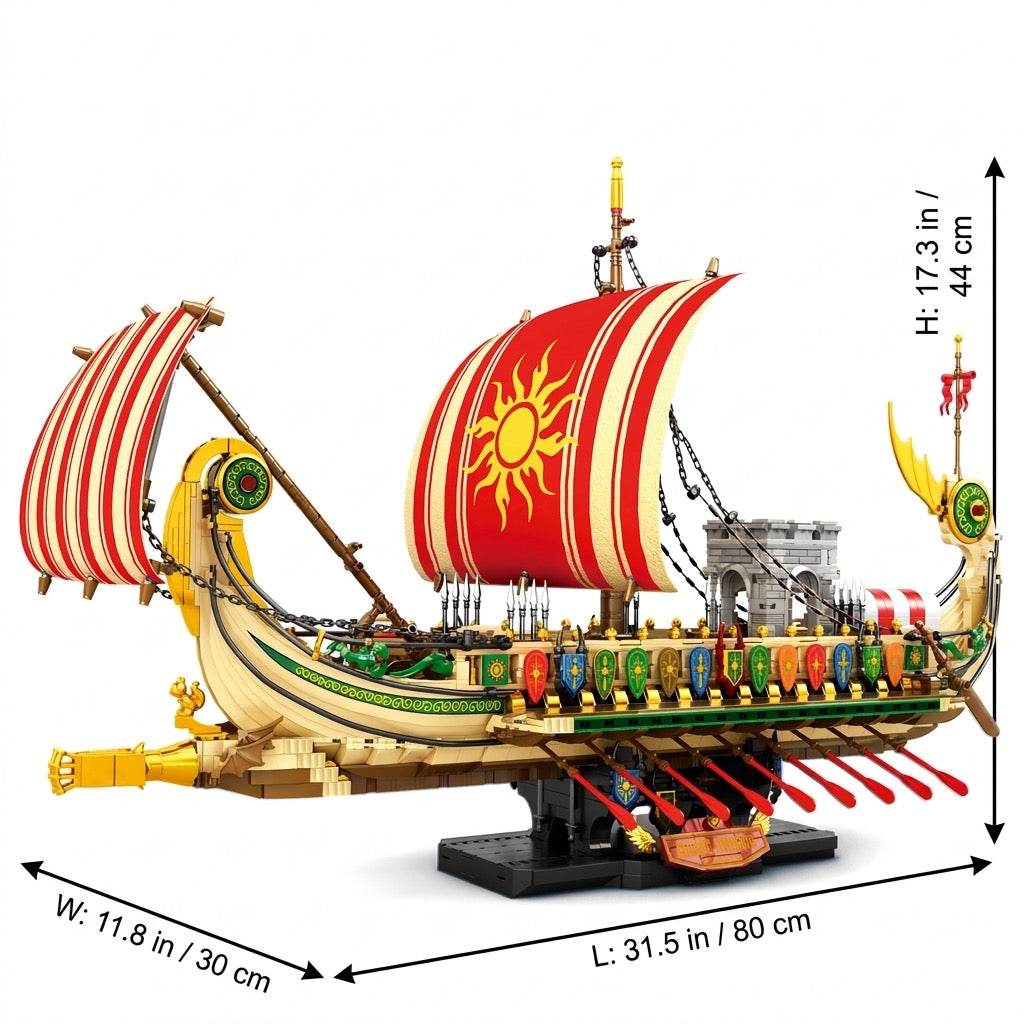 DIY Greek Warship Building Block Kit - 2982 Pcs Model Ship