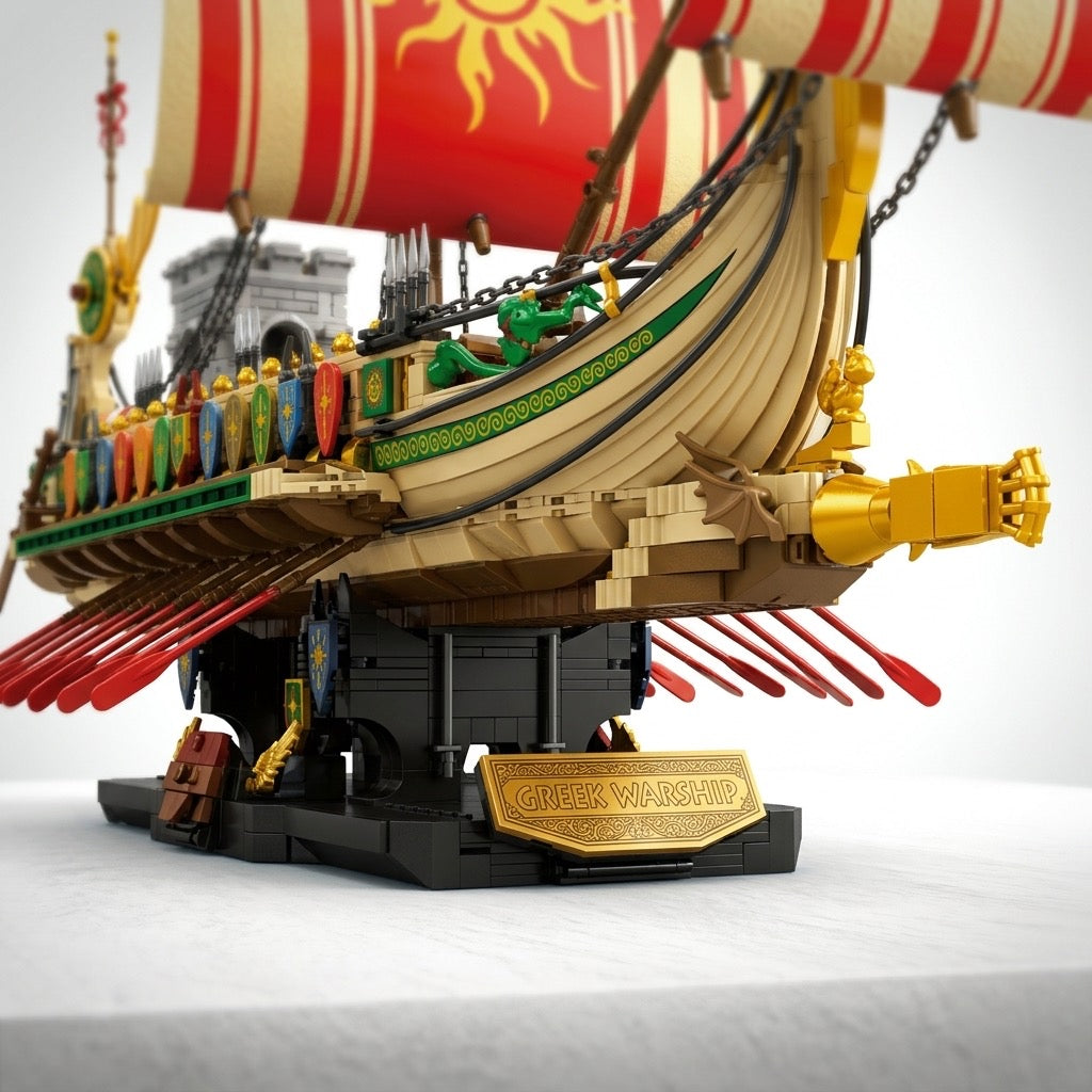 DIY Greek Warship Building Block Kit - 2982 Pcs Model Ship