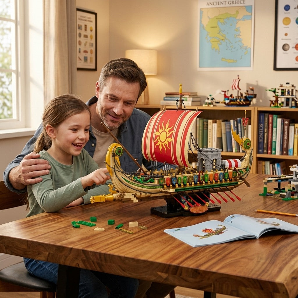 DIY Greek Warship Building Block Kit - 2982 Pcs Model Ship