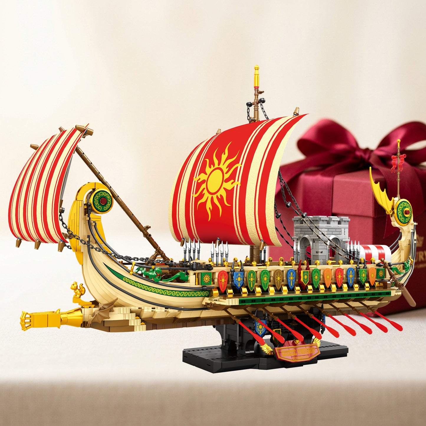 DIY Greek Warship Building Block Kit - 2982 Pcs Model Ship