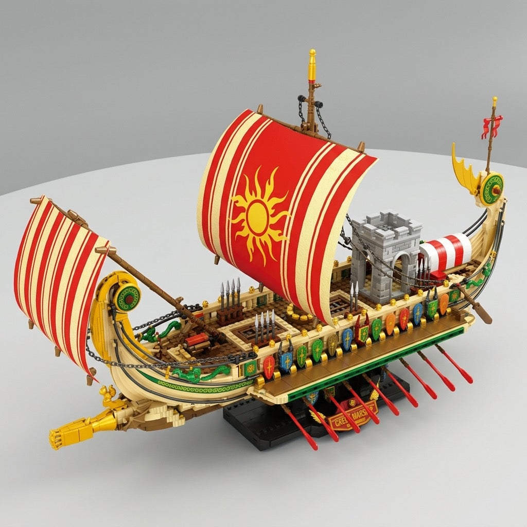 DIY Greek Warship Building Block Kit - 2982 Pcs Model Ship