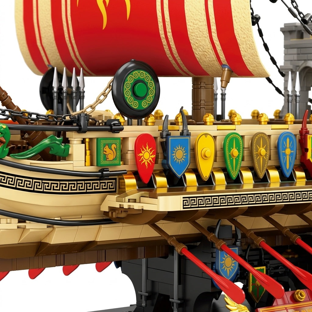 DIY Greek Warship Building Block Kit - 2982 Pcs Model Ship
