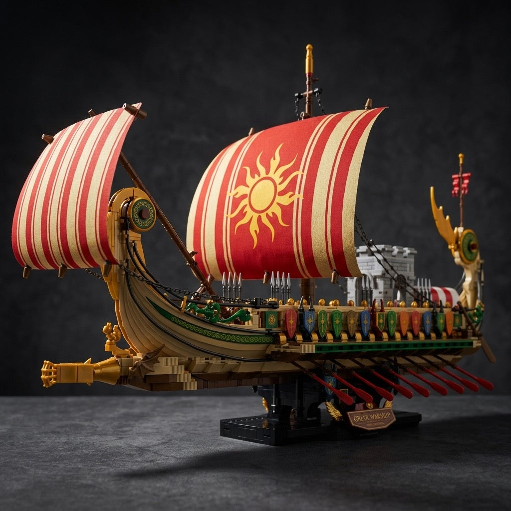 DIY Greek Warship Building Block Kit - 2982 Pcs Model Ship
