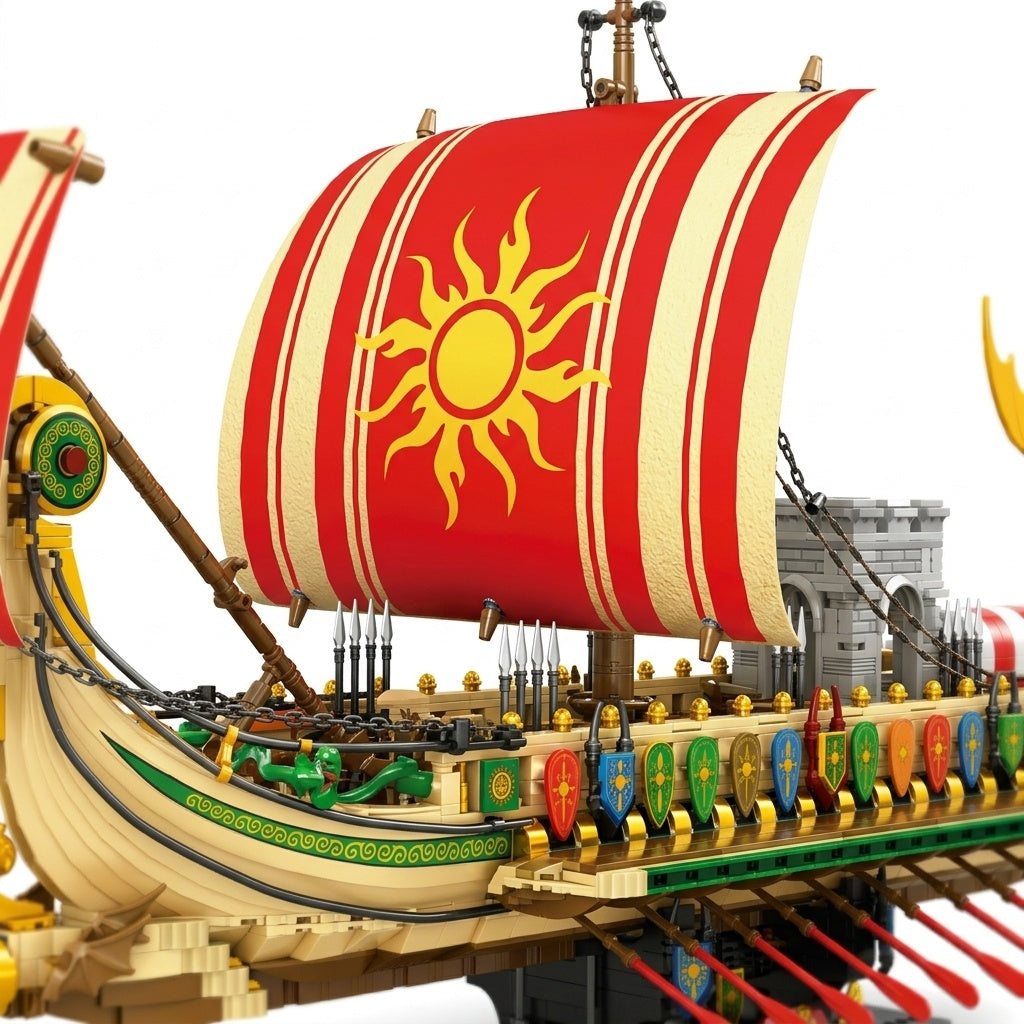 DIY Greek Warship Building Block Kit - 2982 Pcs Model Ship
