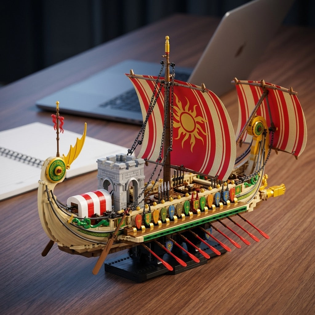 DIY Greek Warship Building Block Kit - 2982 Pcs Model Ship