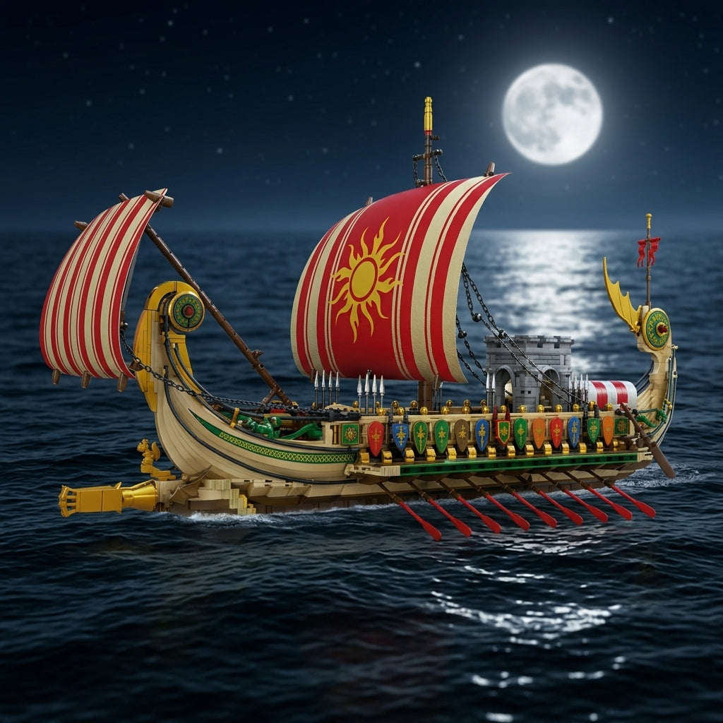 DIY Greek Warship Building Block Kit - 2982 Pcs Model Ship