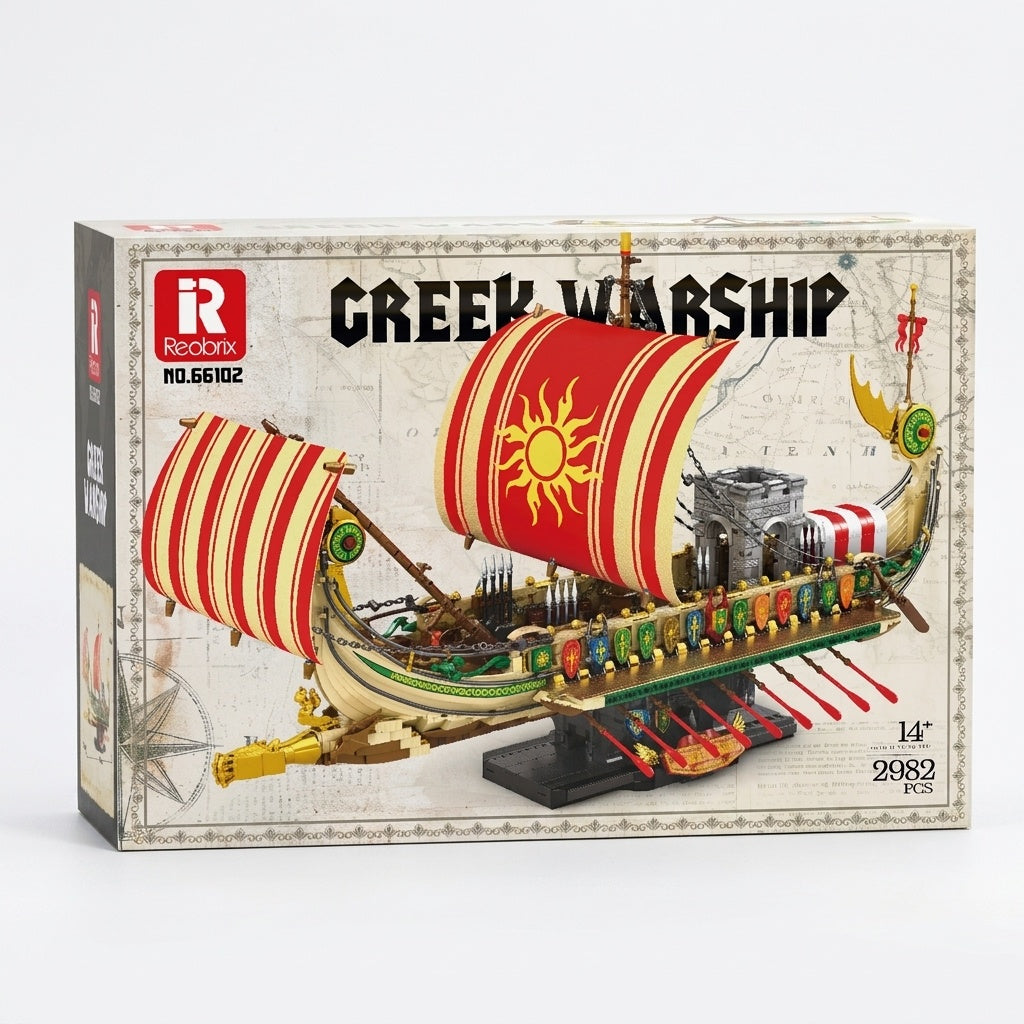 DIY Greek Warship Building Block Kit - 2982 Pcs Model Ship