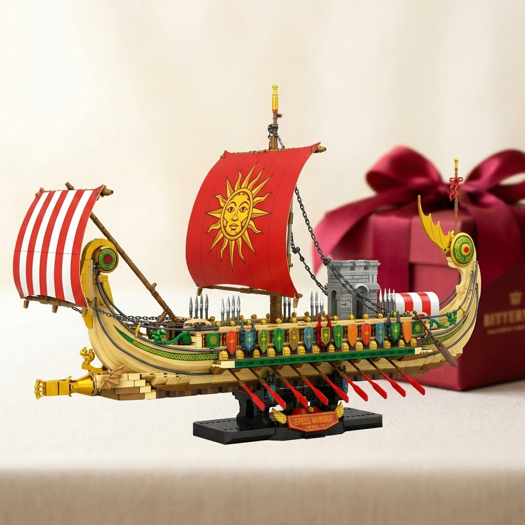 DIY Greek Warship Building Block Kit - 2982 Pcs Model Ship