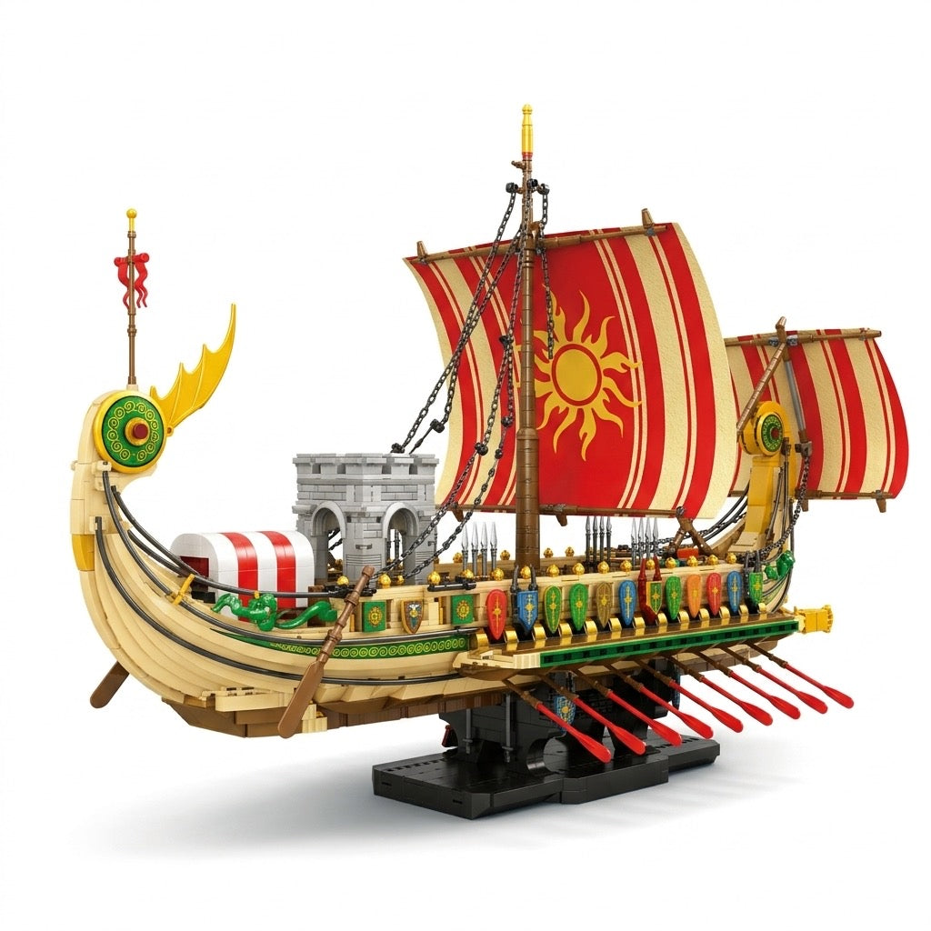 DIY Greek Warship Building Block Kit - 2982 Pcs Model Ship