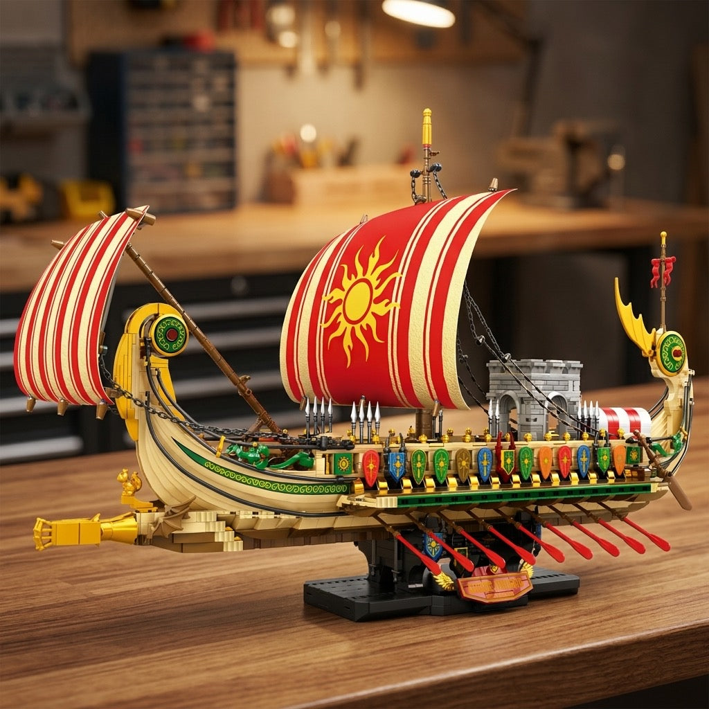 DIY Greek Warship Building Block Kit - 2982 Pcs Model Ship