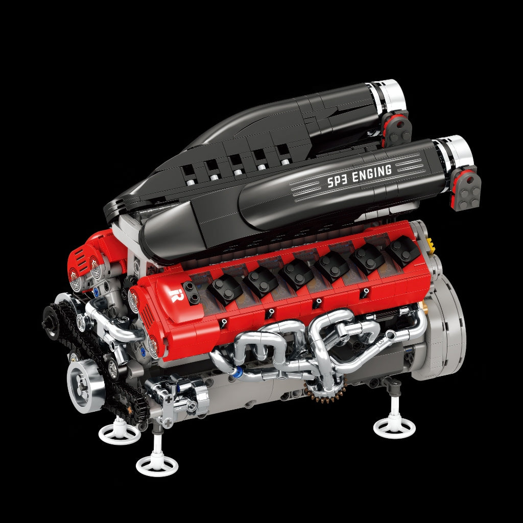 DIY Motorized V12 Supercar Engine Building Kit – Technic-Compatible Mechanical Model (1,240 Pcs)