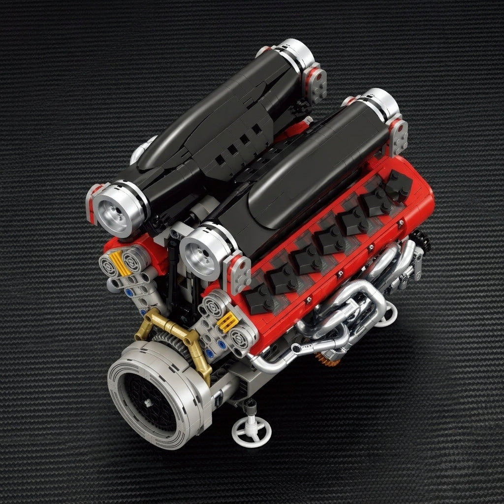DIY Motorized V12 Supercar Engine Building Kit – Technic-Compatible Mechanical Model (1,240 Pcs)