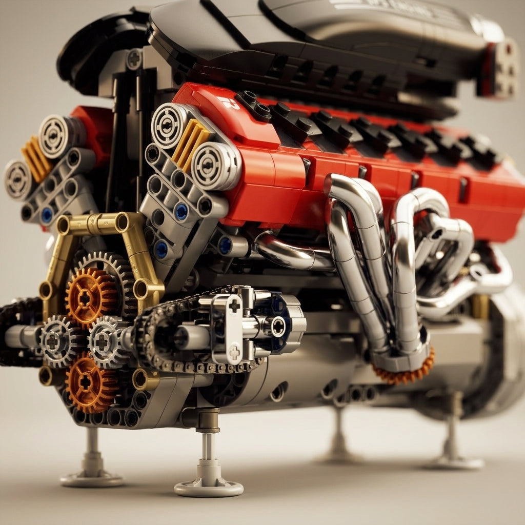 DIY Motorized V12 Supercar Engine Building Kit – Technic-Compatible Mechanical Model (1,240 Pcs)