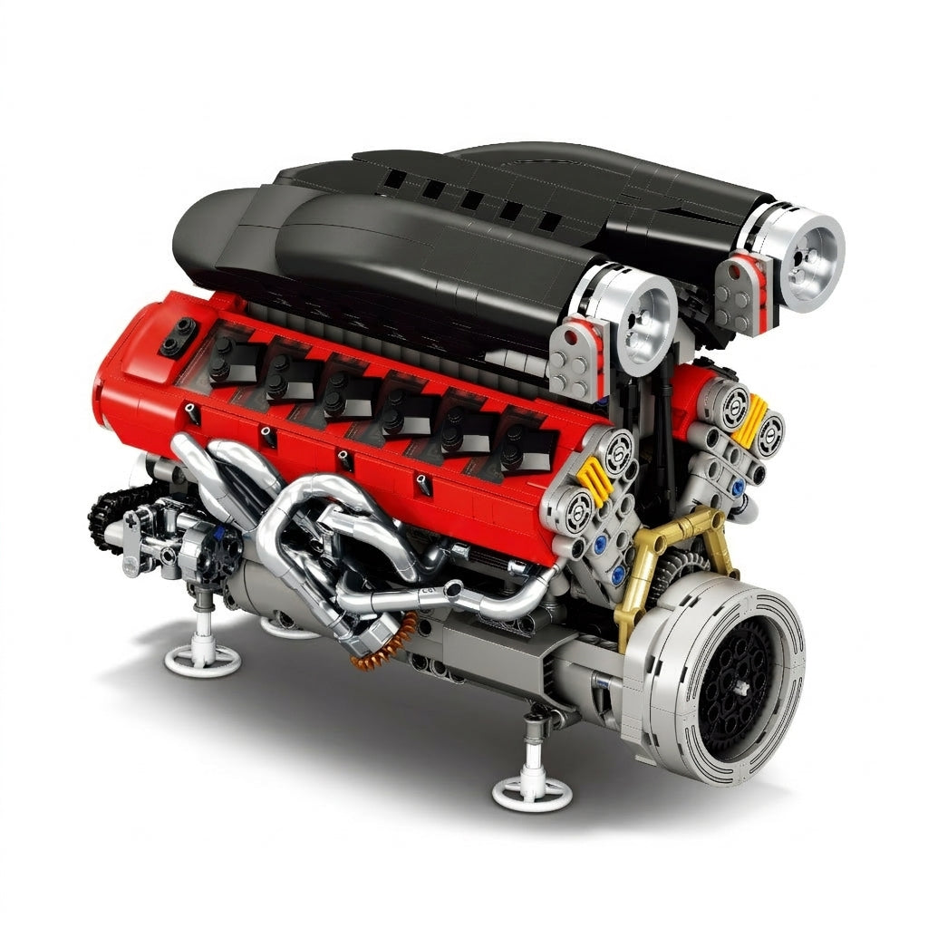 DIY Motorized V12 Supercar Engine Building Kit – Technic-Compatible Mechanical Model (1,240 Pcs)